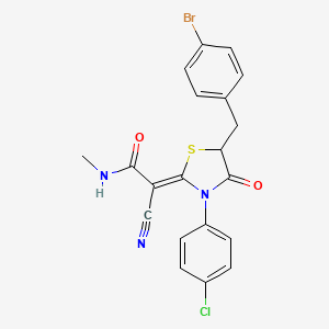 molecular formula C20H15BrClN3O2S B7750145 (2Z)-2-[5-(4-bromobenzyl)-3-(4-chlorophenyl)-4-oxo-1,3-thiazolidin-2-ylidene]-2-cyano-N-methylethanamide 