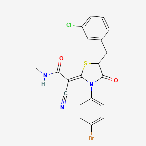 (2Z)-2-[3-(4-bromophenyl)-5-(3-chlorobenzyl)-4-oxo-1,3-thiazolidin-2-ylidene]-2-cyano-N-methylethanamide