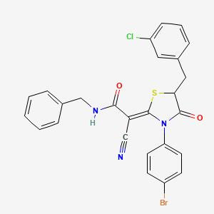 (2Z)-N-benzyl-2-[3-(4-bromophenyl)-5-[(3-chlorophenyl)methyl]-4-oxo-1,3-thiazolidin-2-ylidene]-2-cyanoacetamide