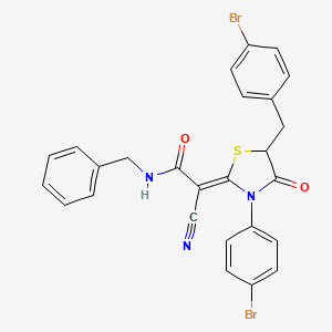 (2Z)-N-benzyl-2-[3-(4-bromophenyl)-5-[(4-bromophenyl)methyl]-4-oxo-1,3-thiazolidin-2-ylidene]-2-cyanoacetamide