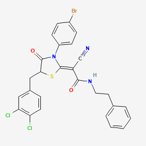 (2Z)-2-[3-(4-bromophenyl)-5-[(3,4-dichlorophenyl)methyl]-4-oxo-1,3-thiazolidin-2-ylidene]-2-cyano-N-(2-phenylethyl)acetamide