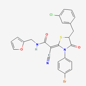 (2Z)-2-[3-(4-bromophenyl)-5-[(3-chlorophenyl)methyl]-4-oxo-1,3-thiazolidin-2-ylidene]-2-cyano-N-(furan-2-ylmethyl)acetamide