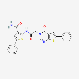 molecular formula C25H18N4O3S2 B7750418 2-[[2-(4-Oxo-6-phenylthieno[2,3-d]pyrimidin-3-yl)acetyl]amino]-5-phenylthiophene-3-carboxamide 