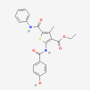 molecular formula C22H20N2O5S B7750445 Ethyl 2-(4-hydroxybenzamido)-4-methyl-5-(phenylcarbamoyl)thiophene-3-carboxylate 