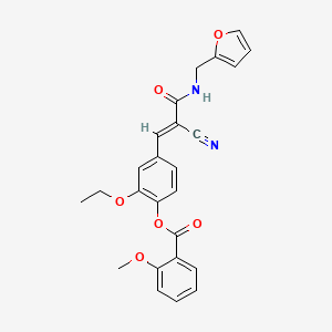 (E)-4-(2-cyano-3-((furan-2-ylmethyl)amino)-3-oxoprop-1-en-1-yl)-2-ethoxyphenyl 2-methoxybenzoate