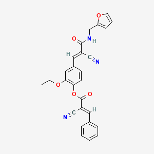 molecular formula C27H21N3O5 B7750507 [4-[(E)-2-cyano-3-(furan-2-ylmethylamino)-3-oxoprop-1-enyl]-2-ethoxyphenyl] (E)-2-cyano-3-phenylprop-2-enoate 