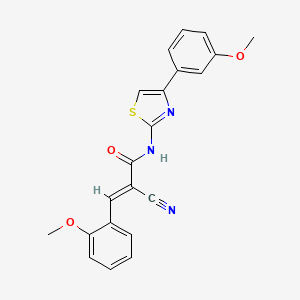 molecular formula C21H17N3O3S B7750529 (E)-2-cyano-3-(2-methoxyphenyl)-N-(4-(3-methoxyphenyl)thiazol-2-yl)acrylamide 