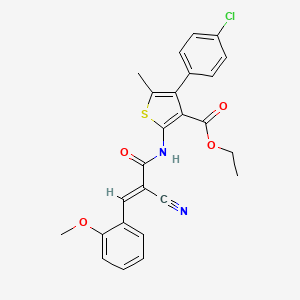 ethyl 4-(4-chlorophenyl)-2-[[(E)-2-cyano-3-(2-methoxyphenyl)prop-2-enoyl]amino]-5-methylthiophene-3-carboxylate