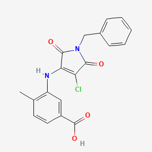 molecular formula C19H15ClN2O4 B7750544 3-((1-benzyl-4-chloro-2,5-dioxo-2,5-dihydro-1H-pyrrol-3-yl)amino)-4-methylbenzoic acid 