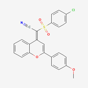 (2E)-2-(4-chlorophenyl)sulfonyl-2-[2-(4-methoxyphenyl)chromen-4-ylidene]acetonitrile