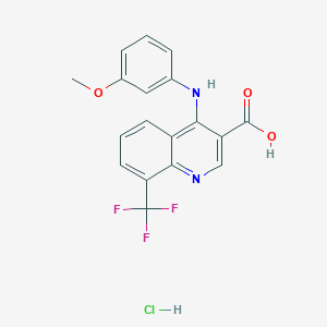 molecular formula C18H14ClF3N2O3 B7750648 4-(3-Methoxyanilino)-8-(trifluoromethyl)quinoline-3-carboxylic acid;hydrochloride 