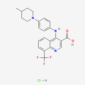 molecular formula C23H23ClF3N3O2 B7750665 4-[4-(4-Methylpiperidin-1-yl)anilino]-8-(trifluoromethyl)quinoline-3-carboxylic acid;hydrochloride 