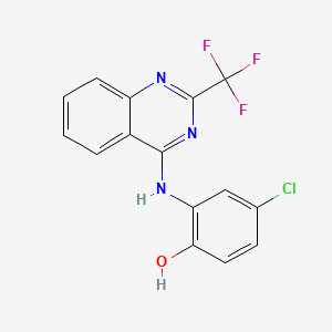 molecular formula C15H9ClF3N3O B7750679 4-Chloro-2-((2-(trifluoromethyl)quinazolin-4-yl)amino)phenol 