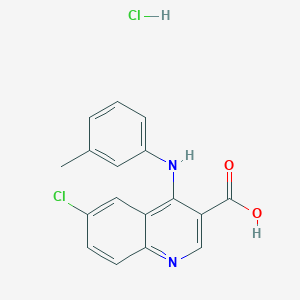 molecular formula C17H14Cl2N2O2 B7750694 6-Chloro-4-(3-methylanilino)quinoline-3-carboxylic acid;hydrochloride 