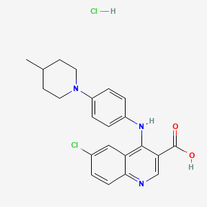 6-Chloro-4-[4-(4-methylpiperidin-1-yl)anilino]quinoline-3-carboxylic acid;hydrochloride