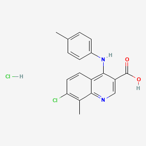molecular formula C18H16Cl2N2O2 B7750721 7-Chloro-8-methyl-4-[(4-methylphenyl)amino]quinoline-3-carboxylic acid hydrochloride 