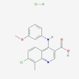 molecular formula C18H16Cl2N2O3 B7750733 7-Chloro-4-(3-methoxyanilino)-8-methylquinoline-3-carboxylic acid;hydrochloride 