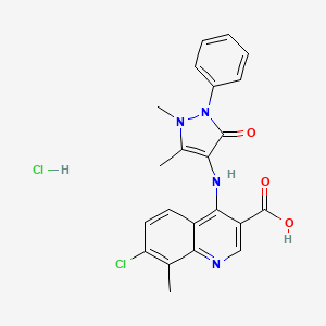 molecular formula C22H20Cl2N4O3 B7750754 7-Chloro-4-(2,3-dihydro-1,5-dimethyl-3-oxo-2-phenyl-1H-pyrazol-4-ylamino)-8-methylquinoline-3-carboxyl 