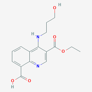 molecular formula C16H18N2O5 B7750760 3-Ethoxycarbonyl-4-(3-hydroxypropylamino)quinoline-8-carboxylic acid 