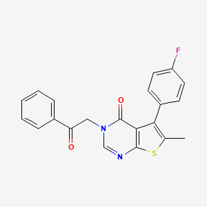 molecular formula C21H15FN2O2S B7750820 5-(4-Fluorophenyl)-6-methyl-3-phenacylthieno[2,3-d]pyrimidin-4-one 
