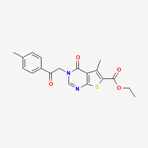 molecular formula C19H18N2O4S B7750835 Ethyl 5-methyl-3-[2-(4-methylphenyl)-2-oxoethyl]-4-oxothieno[2,3-d]pyrimidine-6-carboxylate 