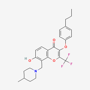 7-Hydroxy-8-[(4-methylpiperidin-1-yl)methyl]-3-(4-propylphenoxy)-2-(trifluoromethyl)chromen-4-one