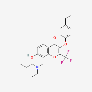 molecular formula C26H30F3NO4 B7750860 8-[(Dipropylamino)methyl]-7-hydroxy-3-(4-propylphenoxy)-2-(trifluoromethyl)chromen-4-one 