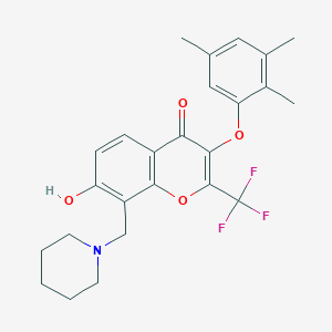molecular formula C25H26F3NO4 B7750866 7-Hydroxy-8-(piperidin-1-ylmethyl)-2-(trifluoromethyl)-3-(2,3,5-trimethylphenoxy)chromen-4-one 