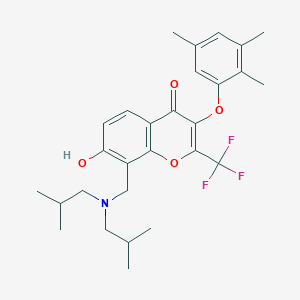 molecular formula C28H34F3NO4 B7750868 8-[[Bis(2-methylpropyl)amino]methyl]-7-hydroxy-2-(trifluoromethyl)-3-(2,3,5-trimethylphenoxy)chromen-4-one 