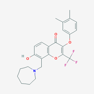 molecular formula C25H26F3NO4 B7750883 8-(Azepan-1-ylmethyl)-3-(3,4-dimethylphenoxy)-7-hydroxy-2-(trifluoromethyl)chromen-4-one 