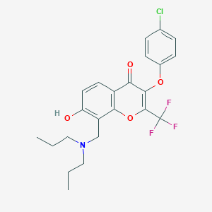 3-(4-Chlorophenoxy)-8-[(dipropylamino)methyl]-7-hydroxy-2-(trifluoromethyl)chromen-4-one