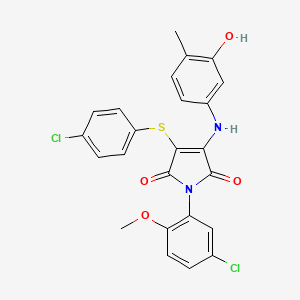 molecular formula C24H18Cl2N2O4S B7750931 1-(5-Chloro-2-methoxyphenyl)-3-(4-chlorophenyl)sulfanyl-4-(3-hydroxy-4-methylanilino)pyrrole-2,5-dione 