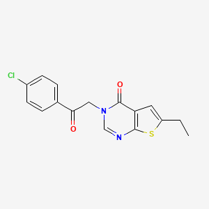 molecular formula C16H13ClN2O2S B7751013 3-[2-(4-Chlorophenyl)-2-oxoethyl]-6-ethylthieno[2,3-d]pyrimidin-4-one 