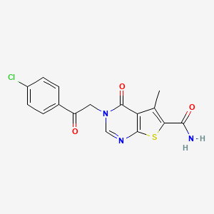 molecular formula C16H12ClN3O3S B7751019 3-(2-(4-Chlorophenyl)-2-oxoethyl)-5-methyl-4-oxo-3,4-dihydrothieno[2,3-d]pyrimidine-6-carboxamide 