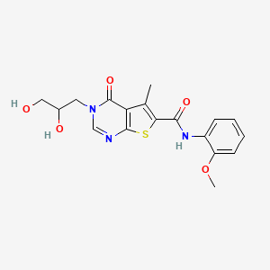 3-(2,3-dihydroxypropyl)-N-(2-methoxyphenyl)-5-methyl-4-oxothieno[2,3-d]pyrimidine-6-carboxamide