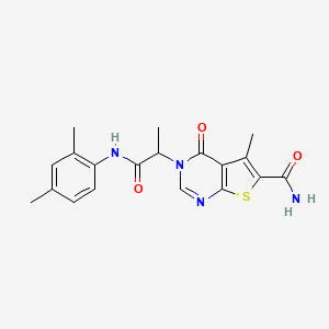 molecular formula C19H20N4O3S B7751027 3-[1-(2,4-Dimethylanilino)-1-oxopropan-2-yl]-5-methyl-4-oxothieno[2,3-d]pyrimidine-6-carboxamide 