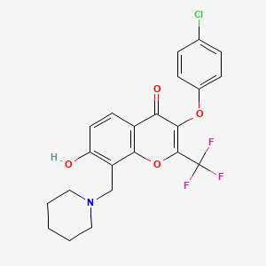molecular formula C22H19ClF3NO4 B7751043 3-(4-Chlorophenoxy)-7-hydroxy-8-(1-piperidinylmethyl)-2-(trifluoromethyl)-4H-1-benzopyran-4-one CAS No. 685861-35-2