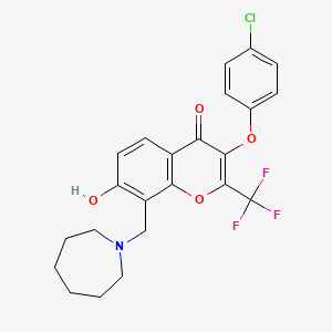 molecular formula C23H21ClF3NO4 B7751044 8-(Azepan-1-ylmethyl)-3-(4-chlorophenoxy)-7-hydroxy-2-(trifluoromethyl)chromen-4-one 
