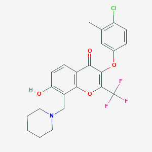 molecular formula C23H21ClF3NO4 B7751045 3-(4-Chloro-3-methylphenoxy)-7-hydroxy-8-(piperidin-1-ylmethyl)-2-(trifluoromethyl)chromen-4-one 