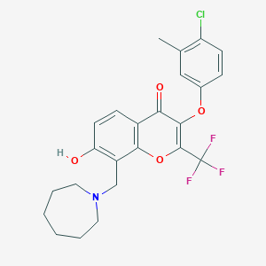 molecular formula C24H23ClF3NO4 B7751056 8-(Azepan-1-ylmethyl)-3-(4-chloro-3-methylphenoxy)-7-hydroxy-2-(trifluoromethyl)chromen-4-one 
