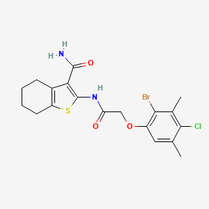 molecular formula C19H20BrClN2O3S B7751064 2-[[2-(2-Bromo-4-chloro-3,5-dimethylphenoxy)acetyl]amino]-4,5,6,7-tetrahydro-1-benzothiophene-3-carboxamide 