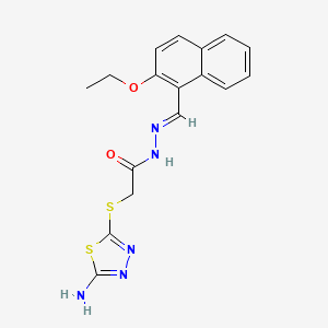 molecular formula C17H17N5O2S2 B7751072 (E)-2-((5-amino-1,3,4-thiadiazol-2-yl)thio)-N'-((2-ethoxynaphthalen-1-yl)methylene)acetohydrazide 