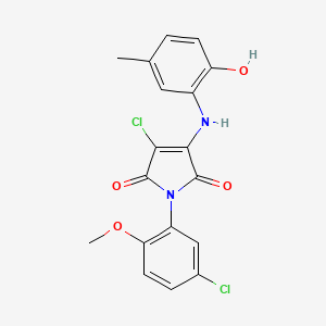 molecular formula C18H14Cl2N2O4 B7751094 3-Chloro-1-(5-chloro-2-methoxyphenyl)-4-(2-hydroxy-5-methylanilino)pyrrole-2,5-dione 