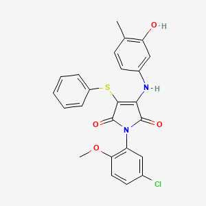 molecular formula C24H19ClN2O4S B7751095 1-(5-Chloro-2-methoxyphenyl)-3-(3-hydroxy-4-methylanilino)-4-phenylsulfanylpyrrole-2,5-dione 