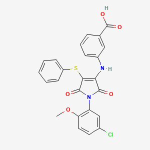 molecular formula C24H17ClN2O5S B7751103 3-[[1-(5-Chloro-2-methoxyphenyl)-2,5-dioxo-4-phenylsulfanylpyrrol-3-yl]amino]benzoic acid 