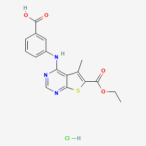 molecular formula C17H16ClN3O4S B7751142 3-{[6-(Ethoxycarbonyl)-5-methylthieno[2,3-d]pyrimidin-4-yl]amino}benzoic acid hydrochloride 
