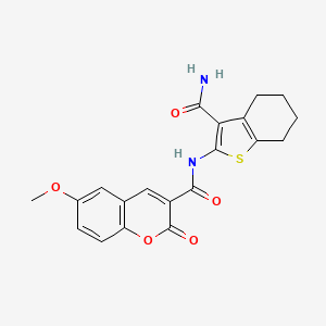 molecular formula C20H18N2O5S B7751158 N-(3-carbamoyl-4,5,6,7-tetrahydro-1-benzothiophen-2-yl)-6-methoxy-2-oxochromene-3-carboxamide 