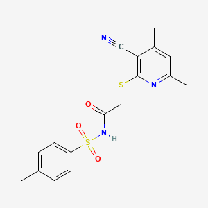 2-(3-cyano-4,6-dimethylpyridin-2-yl)sulfanyl-N-(4-methylphenyl)sulfonylacetamide