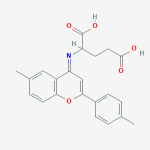 2-[[6-Methyl-2-(4-methylphenyl)chromen-4-ylidene]amino]pentanedioic acid
