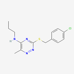 molecular formula C14H17ClN4S B7751302 3-((4-chlorobenzyl)thio)-6-methyl-N-propyl-1,2,4-triazin-5-amine 